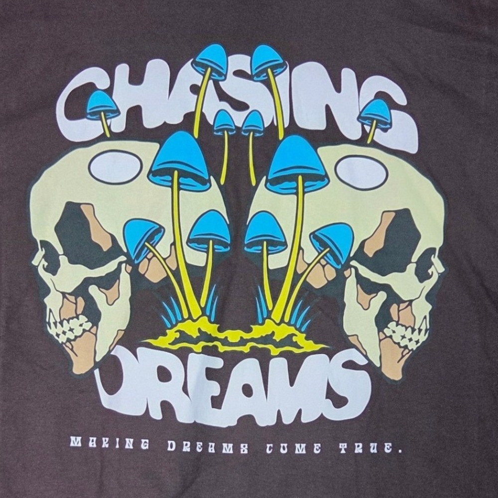 Fashion Nova T-Shirt Men 3XL Brown Chasing Dreams Skull Mushroom Graphic Tee